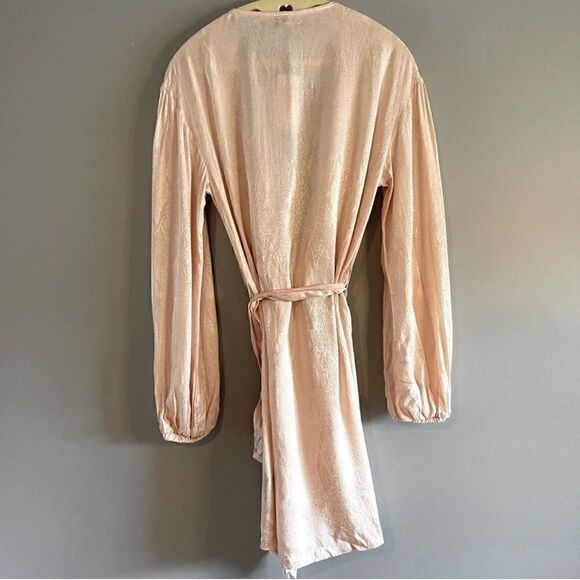 AFRM Milos Long Sleeve Wrap Minidress In Icy Pink Snake || SZ S - Picture 11 of 15